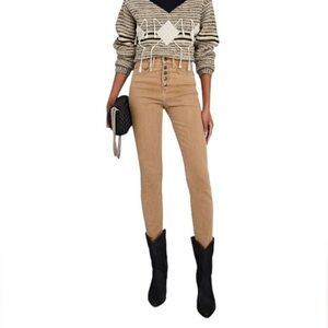 Veronica Beard Maera High-Rise Skinny Jeans in Tan Sierra, Size 31, NWT